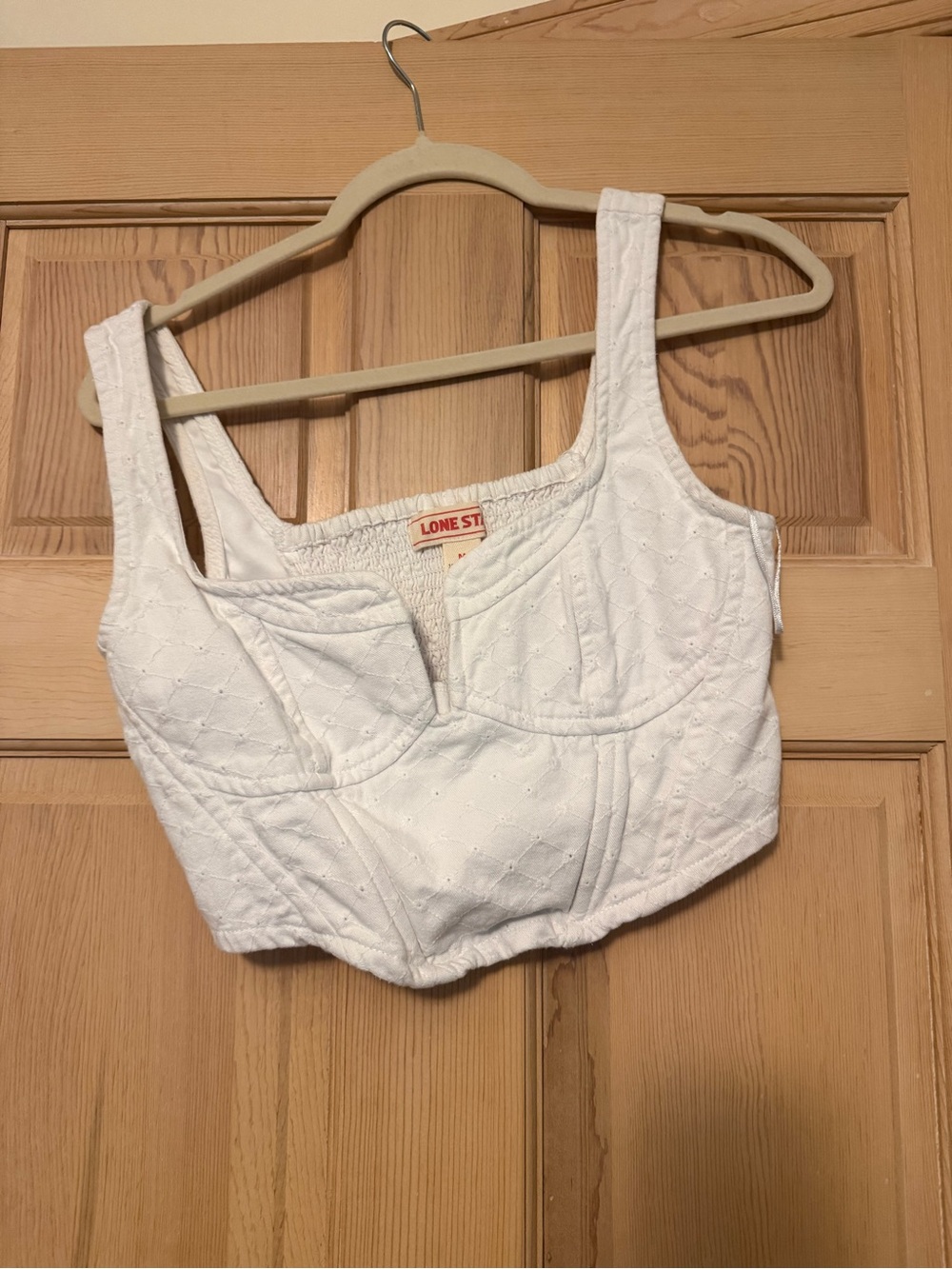 Lone Star White Quilted Crop Bustier Tank